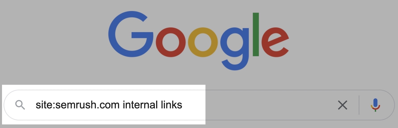 Example of Google site search in the search bar.