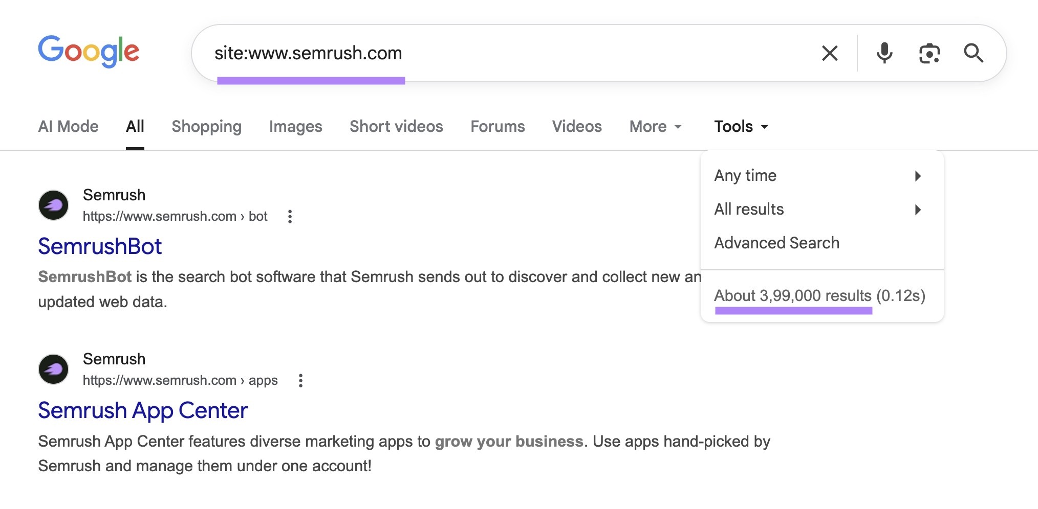 Google shows about 3,99,000 results for “site:test01.hamzadigitalstore.sbs” search.