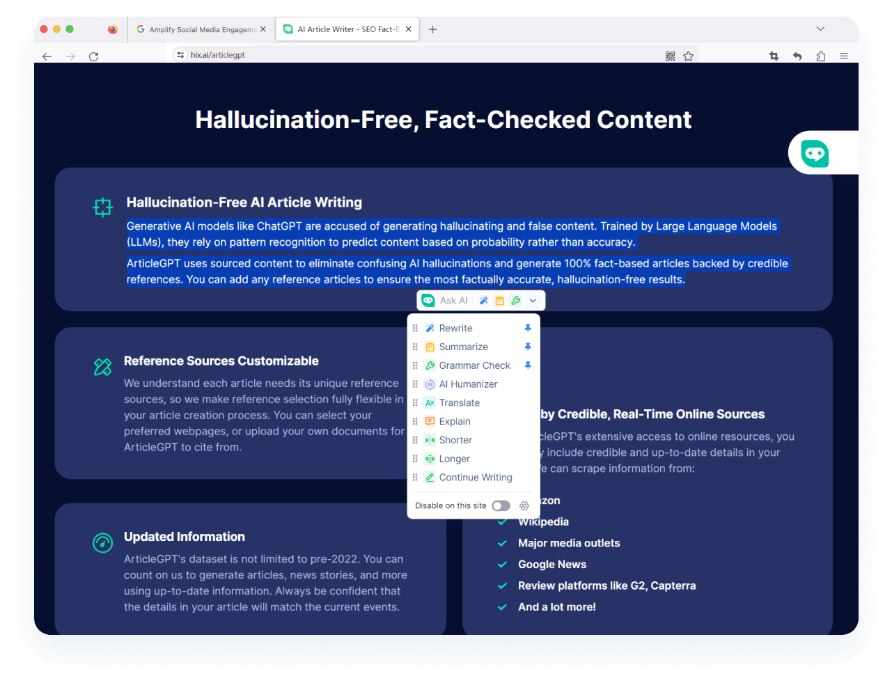 Greifen Sie <span class="text-[#00D3B6]">überall</span> in Firefox auf die KI-Unterstützung zu