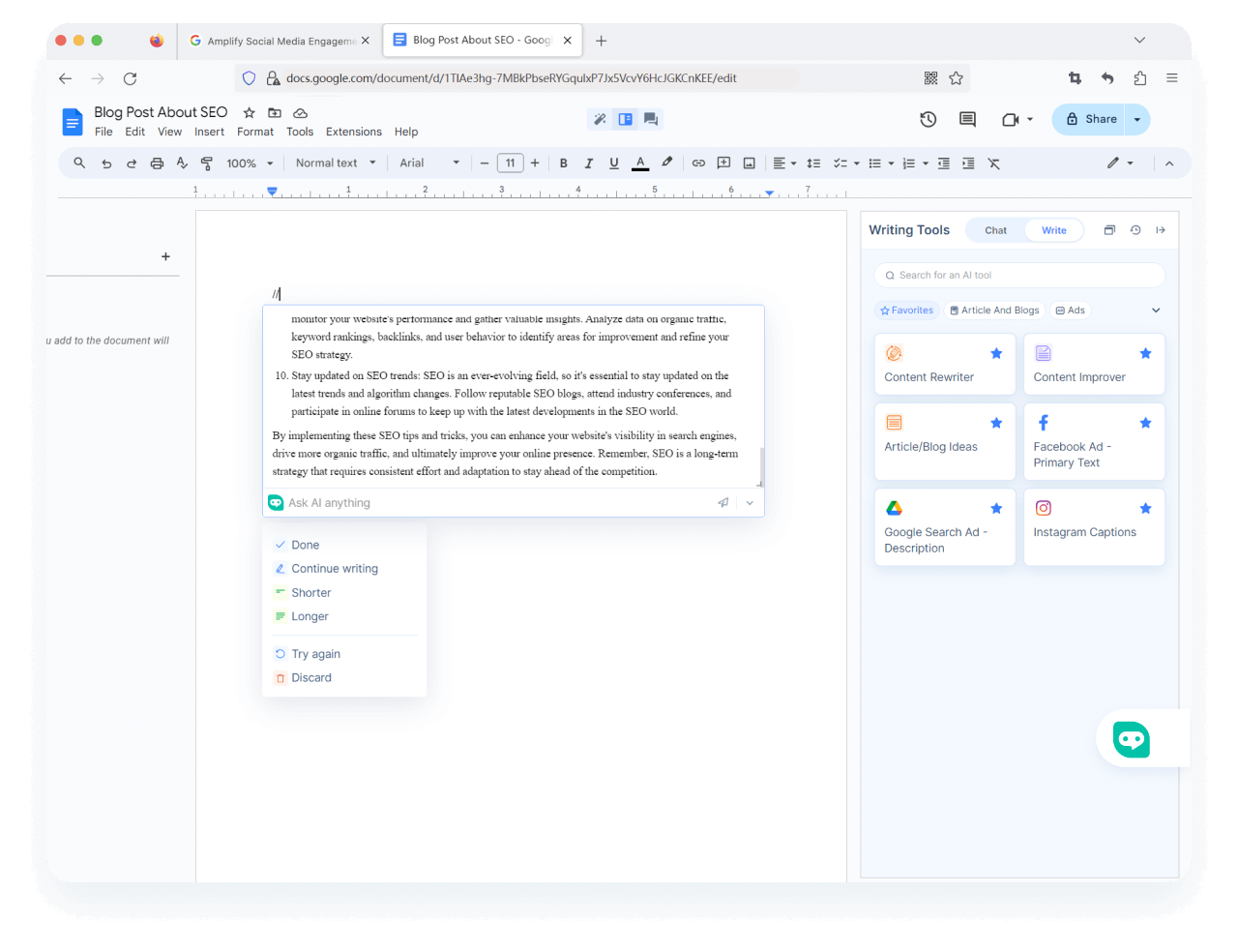 Schreiben Sie in Google Docs wie in <span class="text-[#00D3B6]">Notion AI</span>