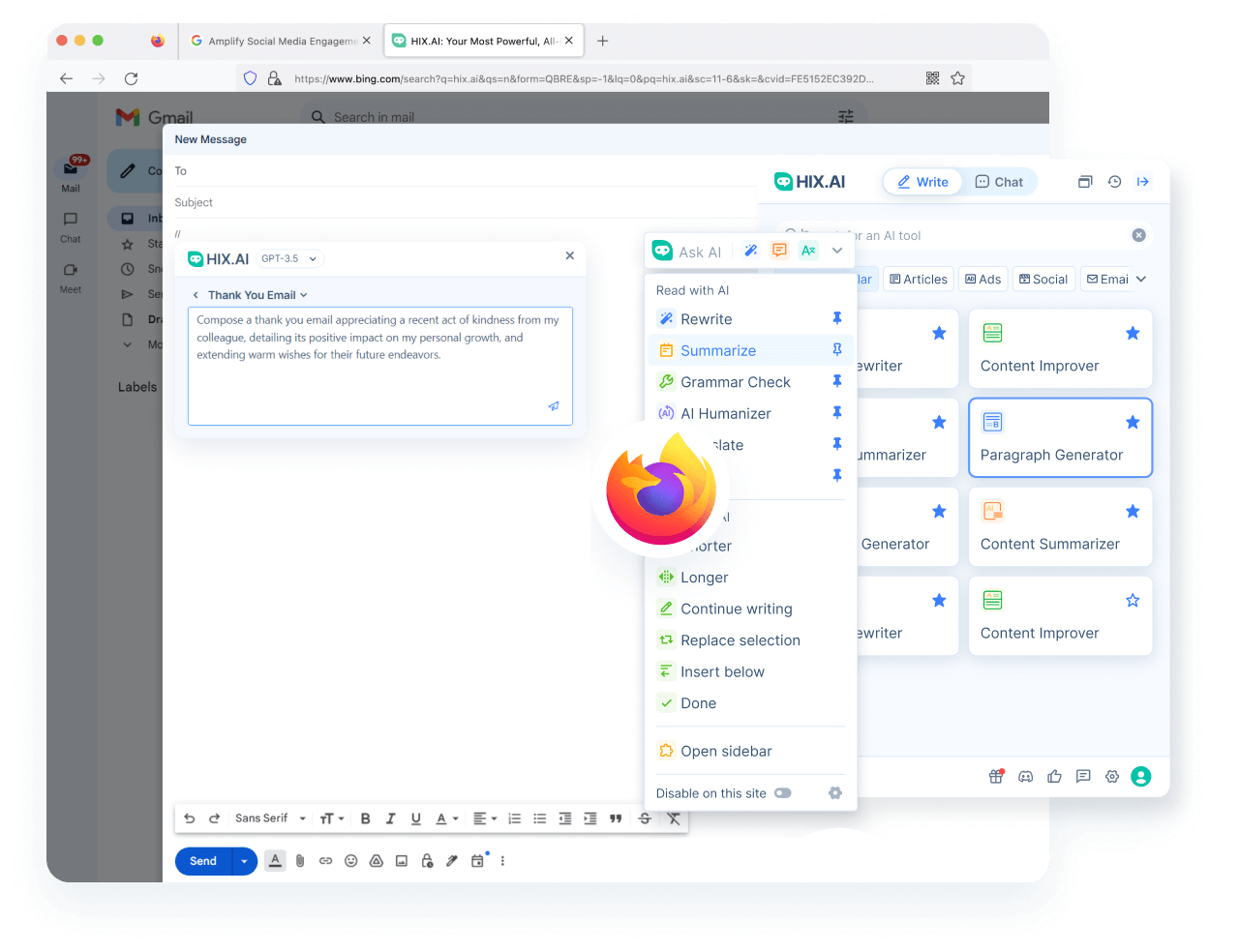 <span class="text-[#00D3B6]">Beschleunigen Sie</span> Ihr Schreiben mit Firefox