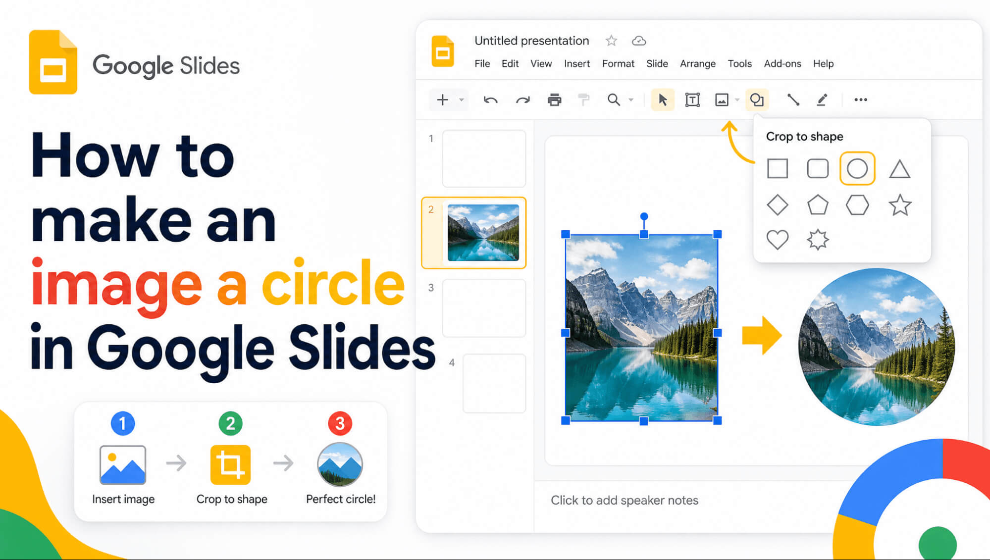 Hoe maak je van een afbeelding een cirkel in Google Slides?